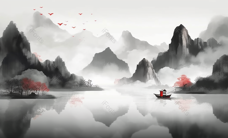 新中式水墨山水画,插画/手绘图,插画/手绘图库,插画/手绘图下载,插画/手绘